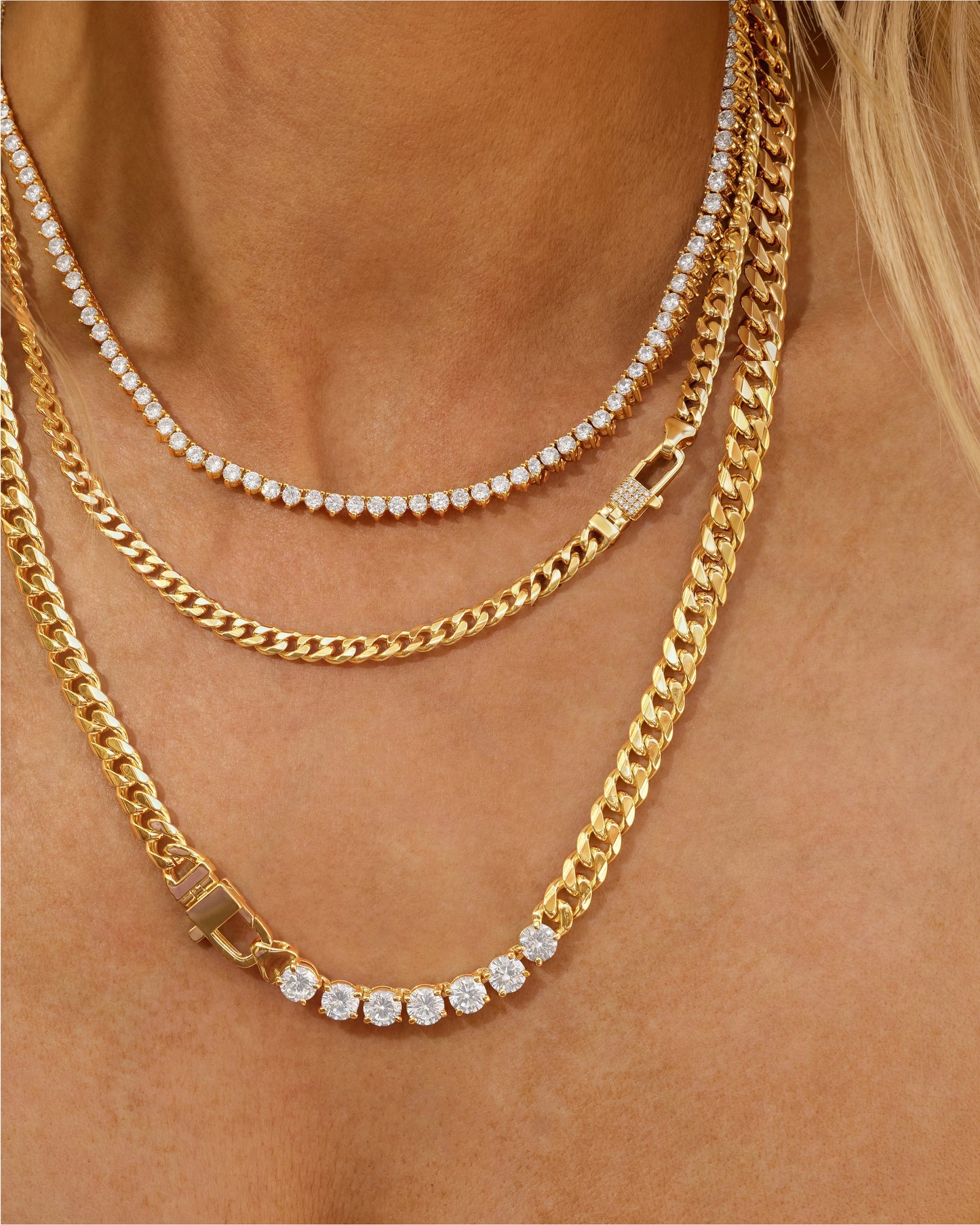 Julian Pavé Lock Necklace 5mm - Silver|White Diamondettes