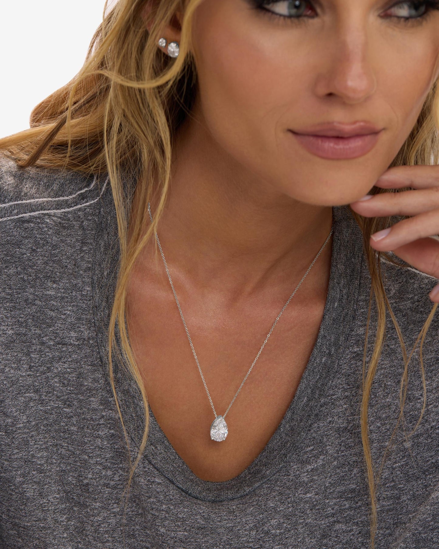 "Are you Jealous" Necklace - Silver|White Diamondettes