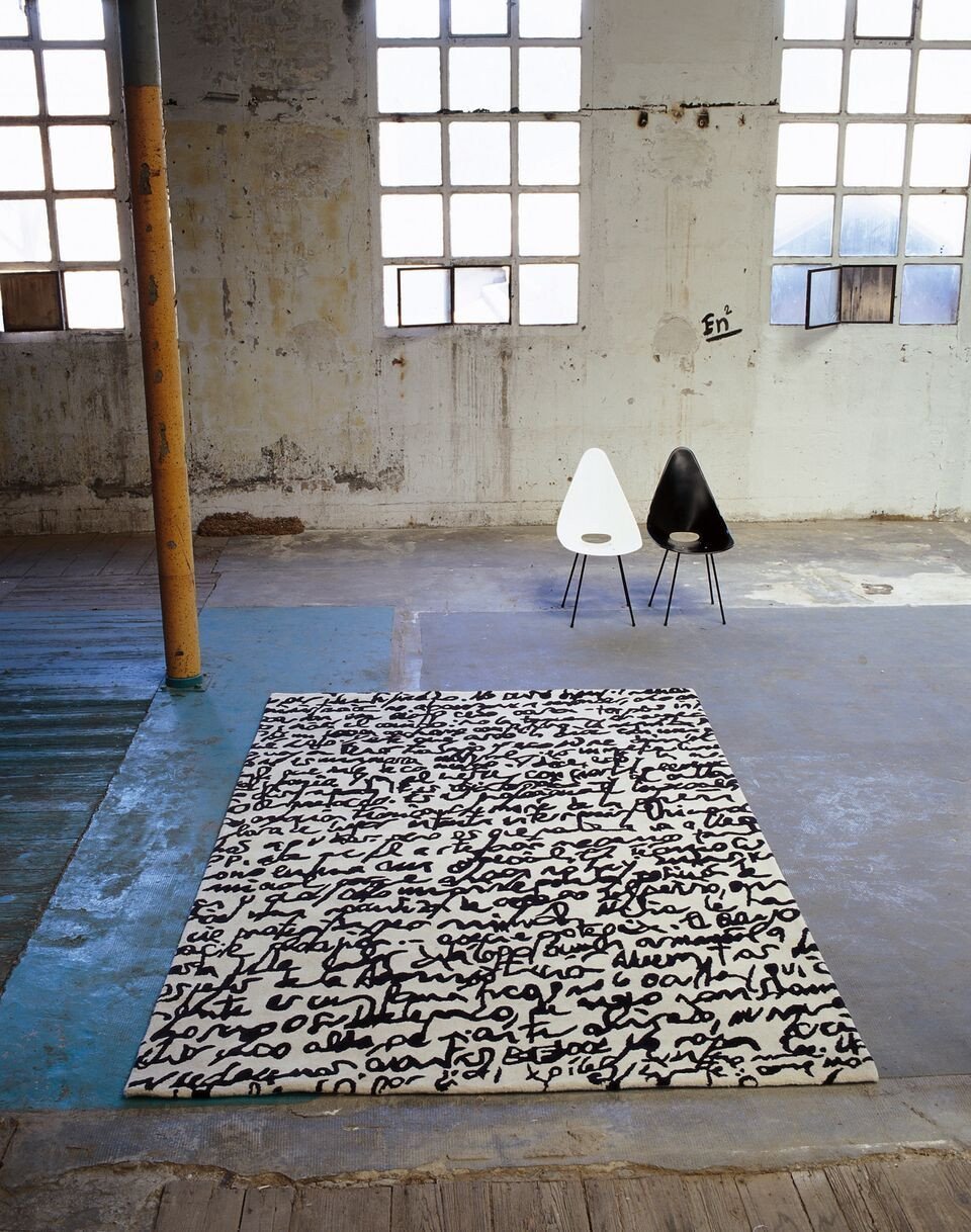 Black on White Rug