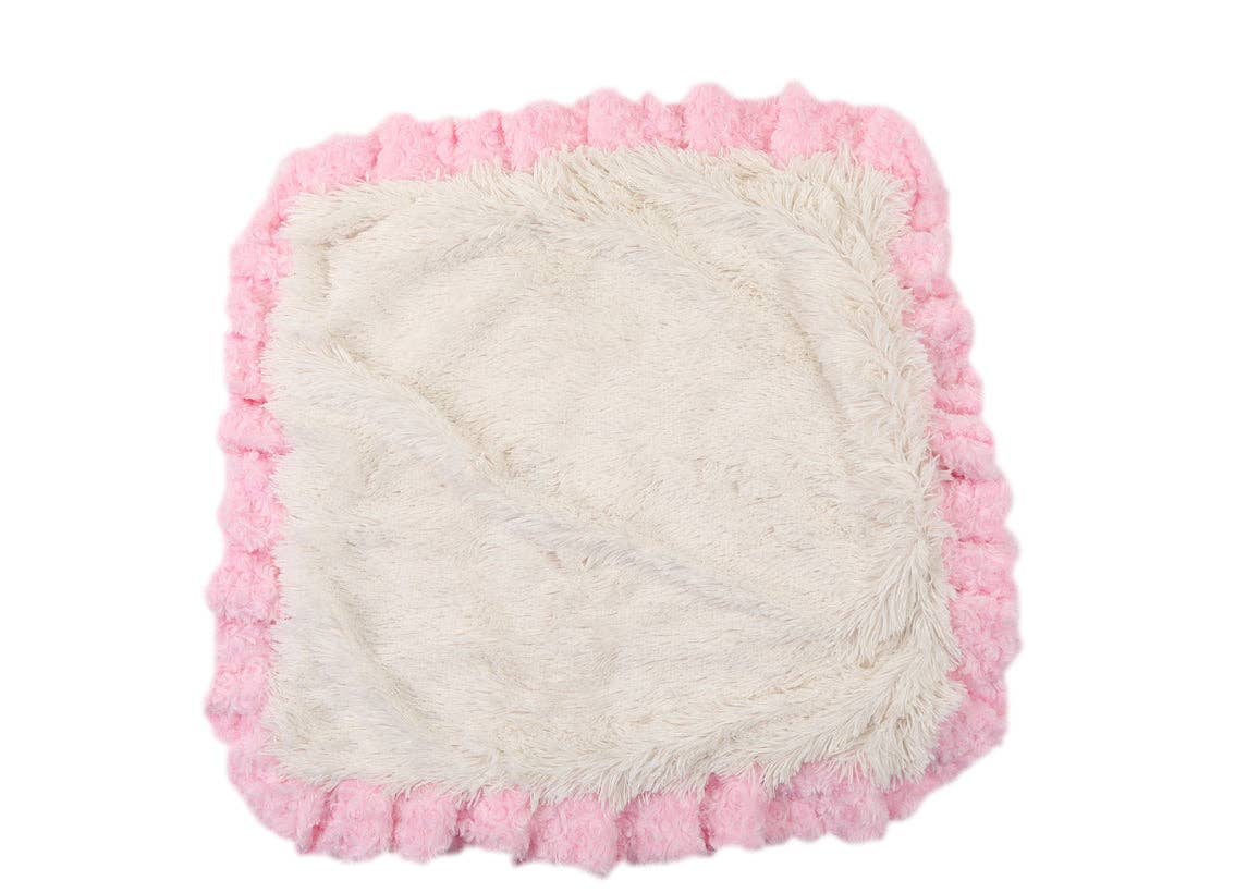 Baylee Nasco - Pink Rosebud with Cream Shag Blanket