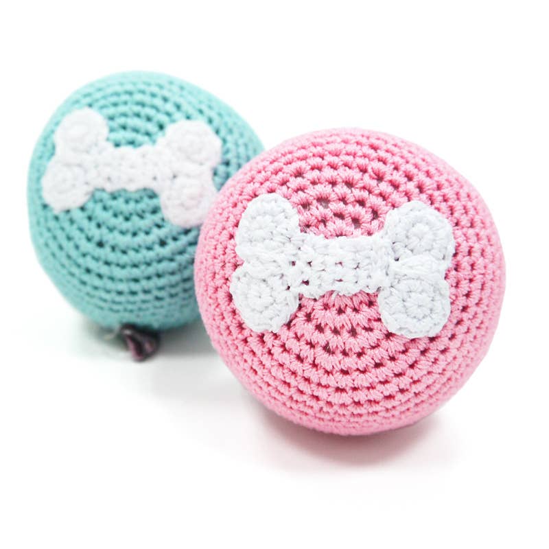 Dogo Pet - Crochet Toy - Bone Ball Pink