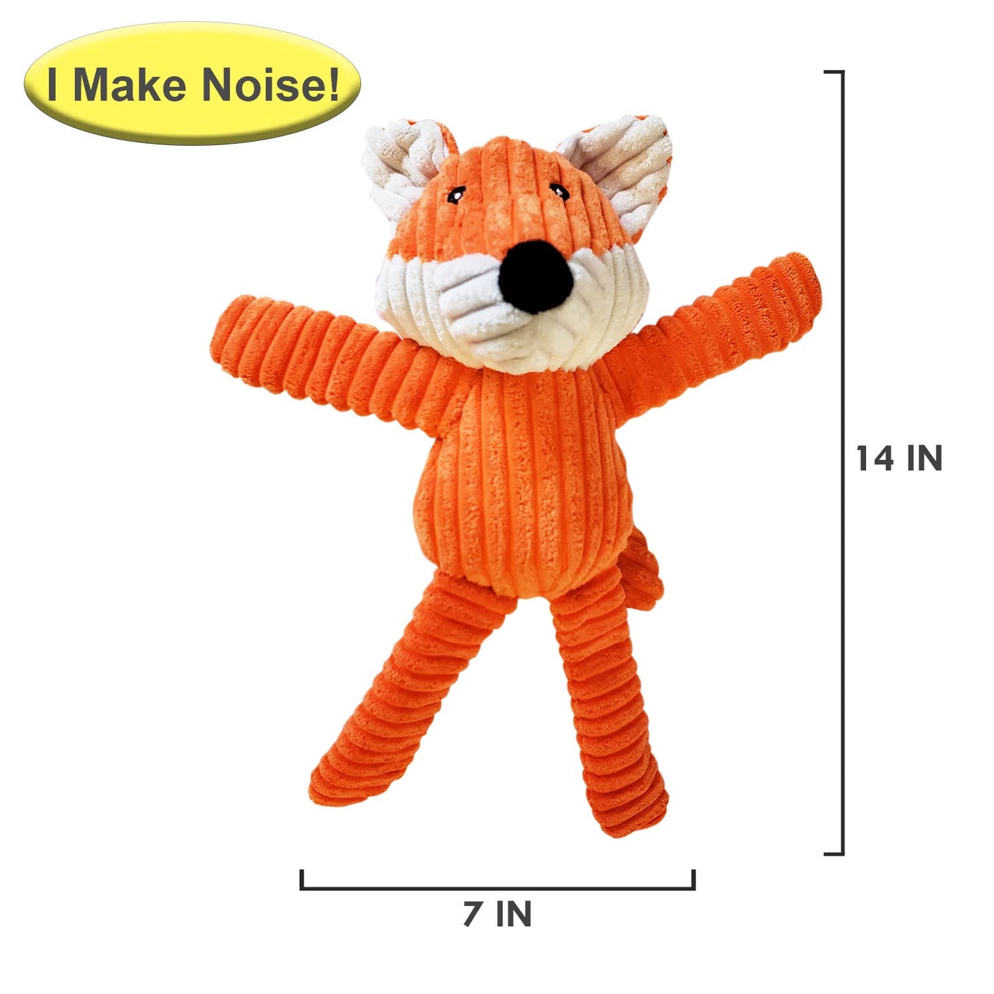 Jojo Modern Pets - Victor The Fox - Corduroy Squeaker Plush Dog Toy