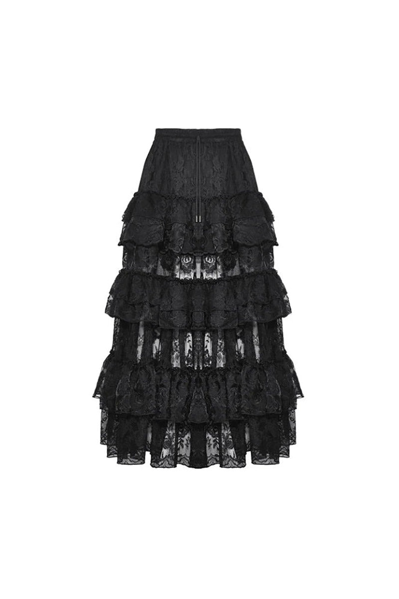 Calypso Gothic Tiered Lace Skirt