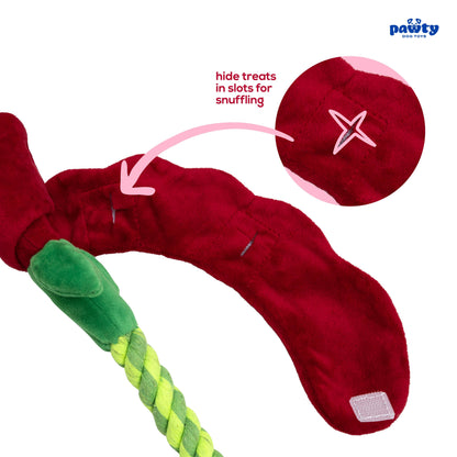 PAWTY Dog Toys - Tug & Treat Rose Tug Rope Dog Toy