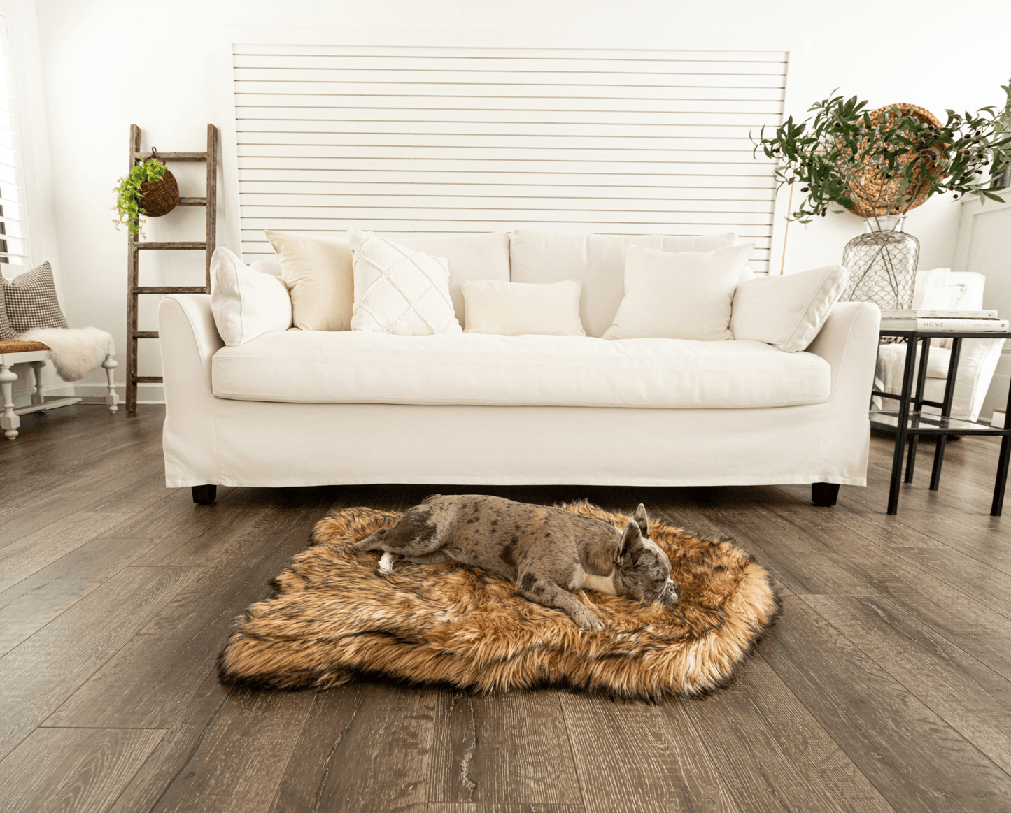 Paw Brands - PupRug by Paw.com™ Faux Fur Orthopedic Dog Bed - Curve Sable Tan