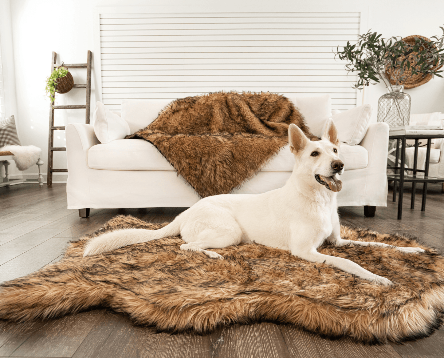 Paw Brands - PupRug by Paw.com™ Faux Fur Orthopedic Dog Bed - Curve Sable Tan