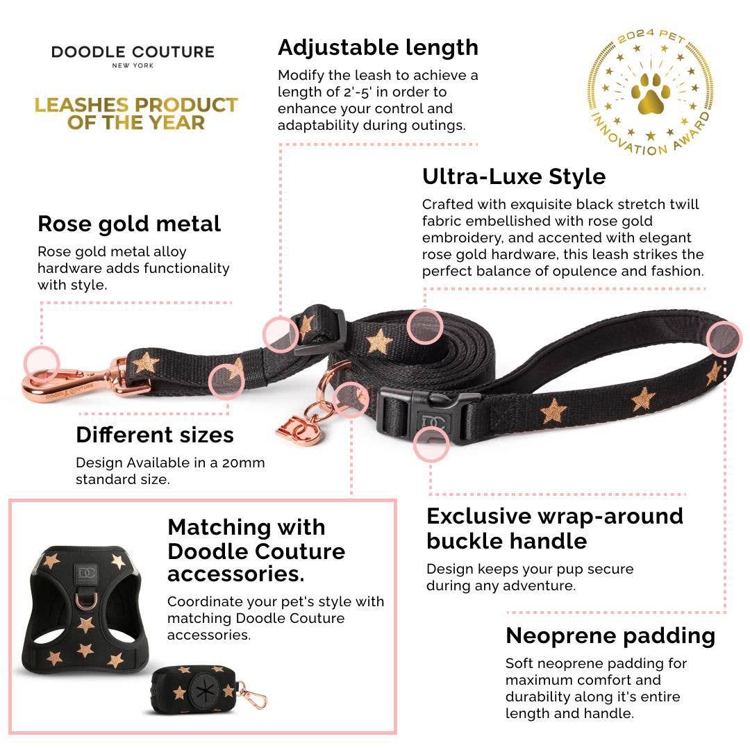 Doodle Couture, New York - Secure-In-Place Dog Leash - Steel