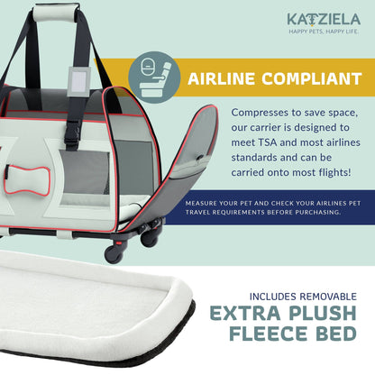 Bone Cruiser Pet Carrier with Removable Wheels - 2 Options: Gray and Red
