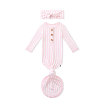Knotted Gown with Bow Set in Small Sakura Stripe