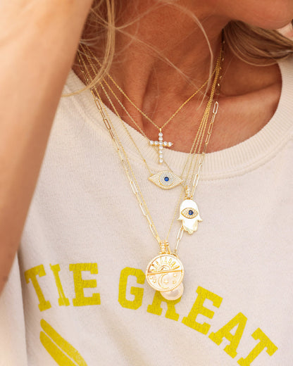New Beginnings Medallion Necklace - Silver|White Diamondettes