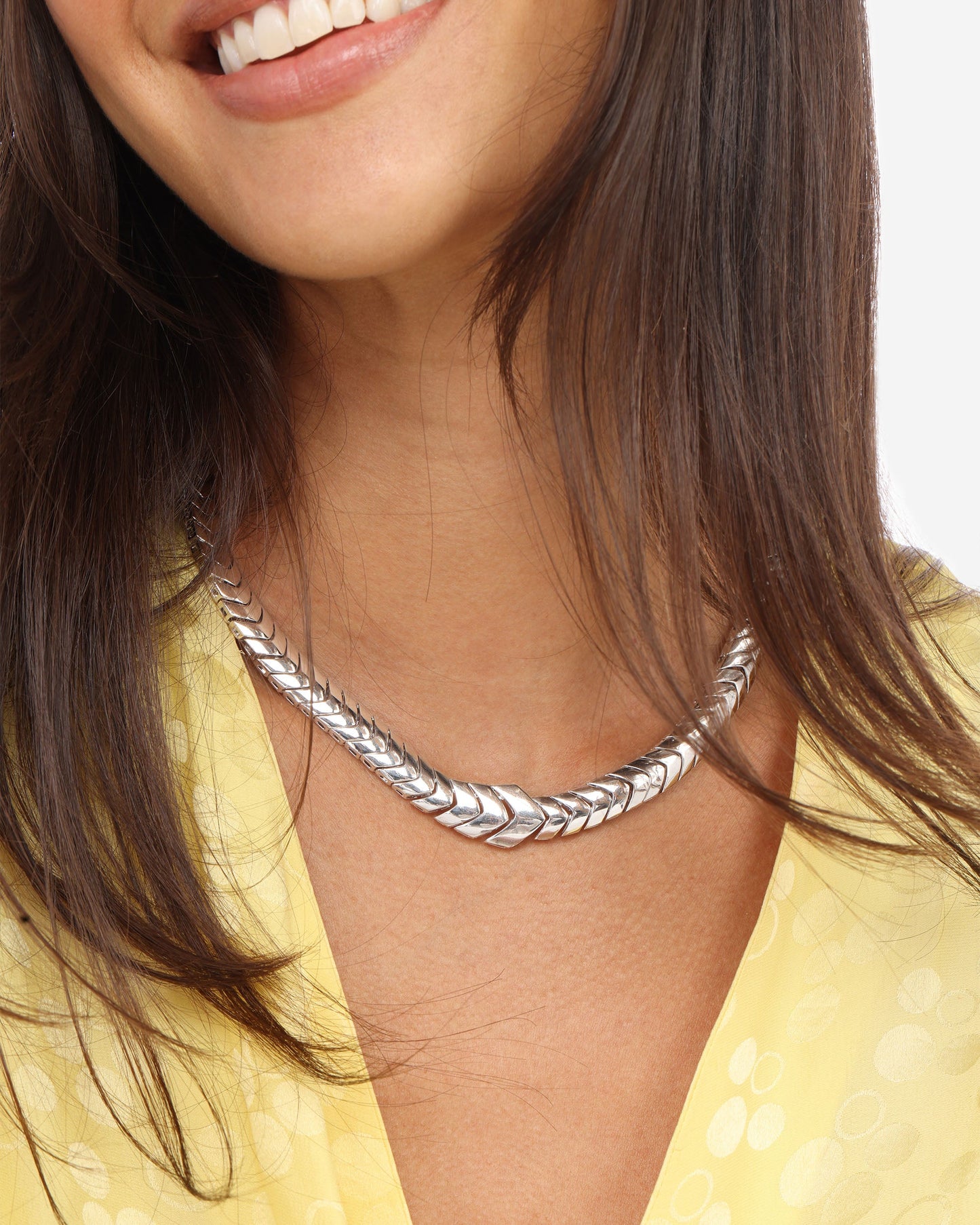 Serpent Herringbone Collar - Silver