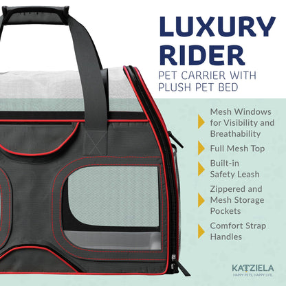 Luxury Rider Pet Carrier with Removable Wheels - 4 Colors: Black and Blue