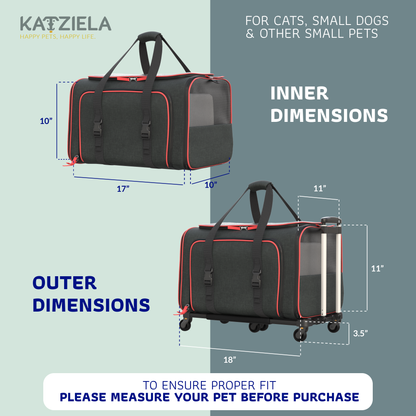 Katziela - Katziela Rolling Rover Airline Compliant Expandable Wheeled Pet Carrier