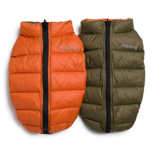 fabdog - Pack N' Go Reversible Puffer Olive/Orange: 16"