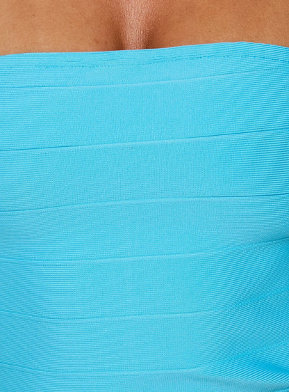 Alyzza Strapless Bandage Mini Dress Blue Topaz