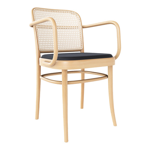 Armchair 811 - Cane Back & Seat Upholstered - Beech Frame