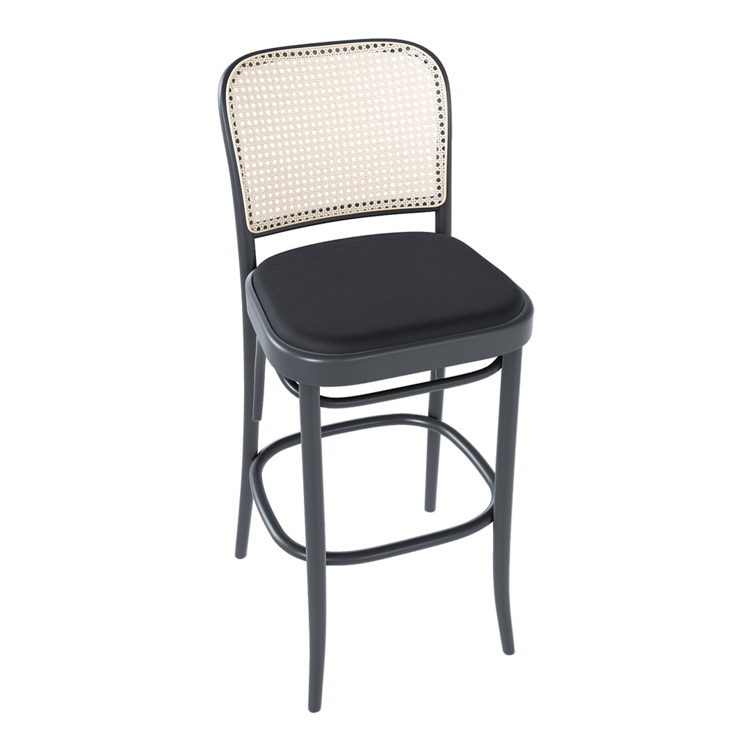 Barstool 811 - Cane Back & Seat Upholstered - Beech Pigment Frame