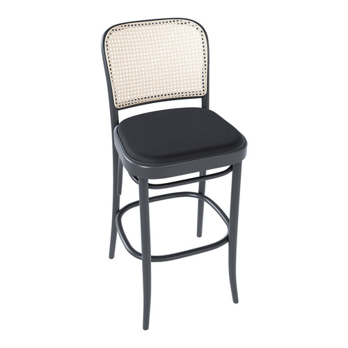 Barstool 811 - Cane Back & Seat Upholstered - Beech Pigment Frame