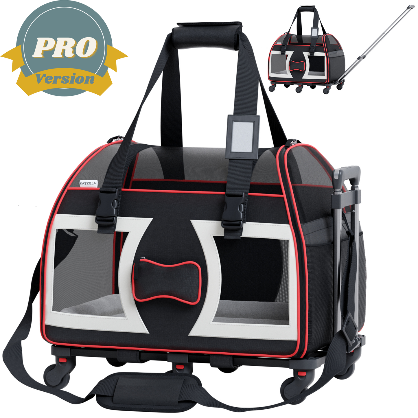 Bone Cruiser Pet Carrier with Removable Wheels - 2 Options: Gray and Red