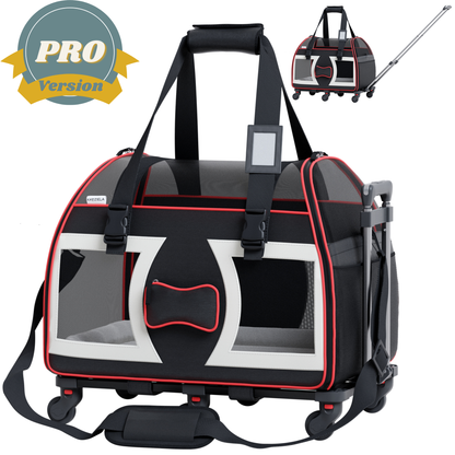 Bone Cruiser Pet Carrier with Removable Wheels - 2 Options: Gray and Red