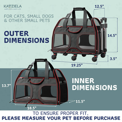 Luxury Rider Pet Carrier with Removable Wheels - 4 Colors: Black and Blue