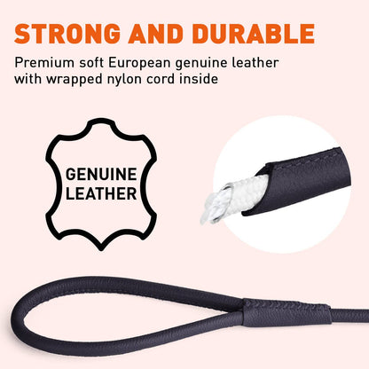 Dogline - Soft Leather Round Lead