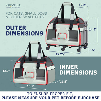 Bone Cruiser Pet Carrier with Removable Wheels - 2 Options: Gray and Red
