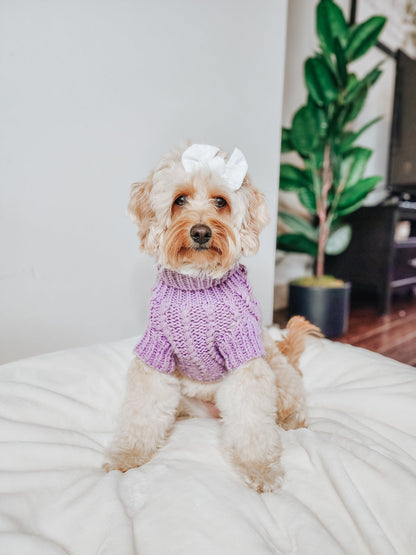 Pet Cable Knit Sweater - Lavender