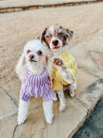 Pet Cable Knit Sweater - Lavender