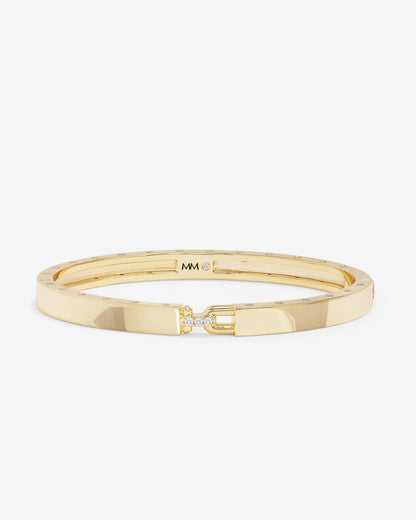 Ashley Lock Cuff 6mm - Gold|White Diamondettes