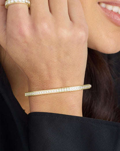 Ashley Pavé Cuff 4mm - Gold|White Diamondettes