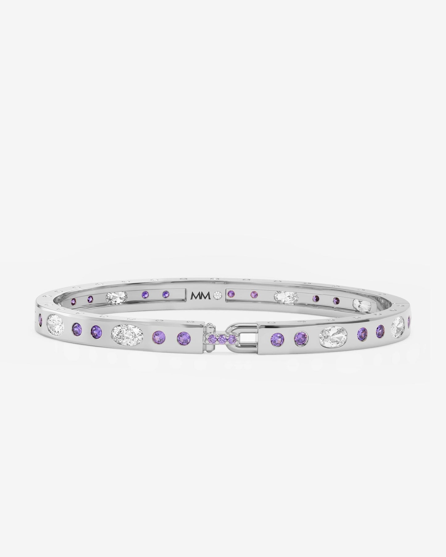 Ashley Sunset Lock Cuff 6mm - Silver|Lavender Amethyst