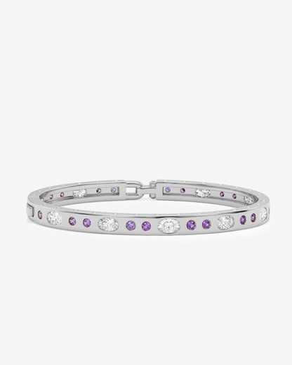 Ashley Sunset Lock Cuff 6mm - Silver|Lavender Amethyst