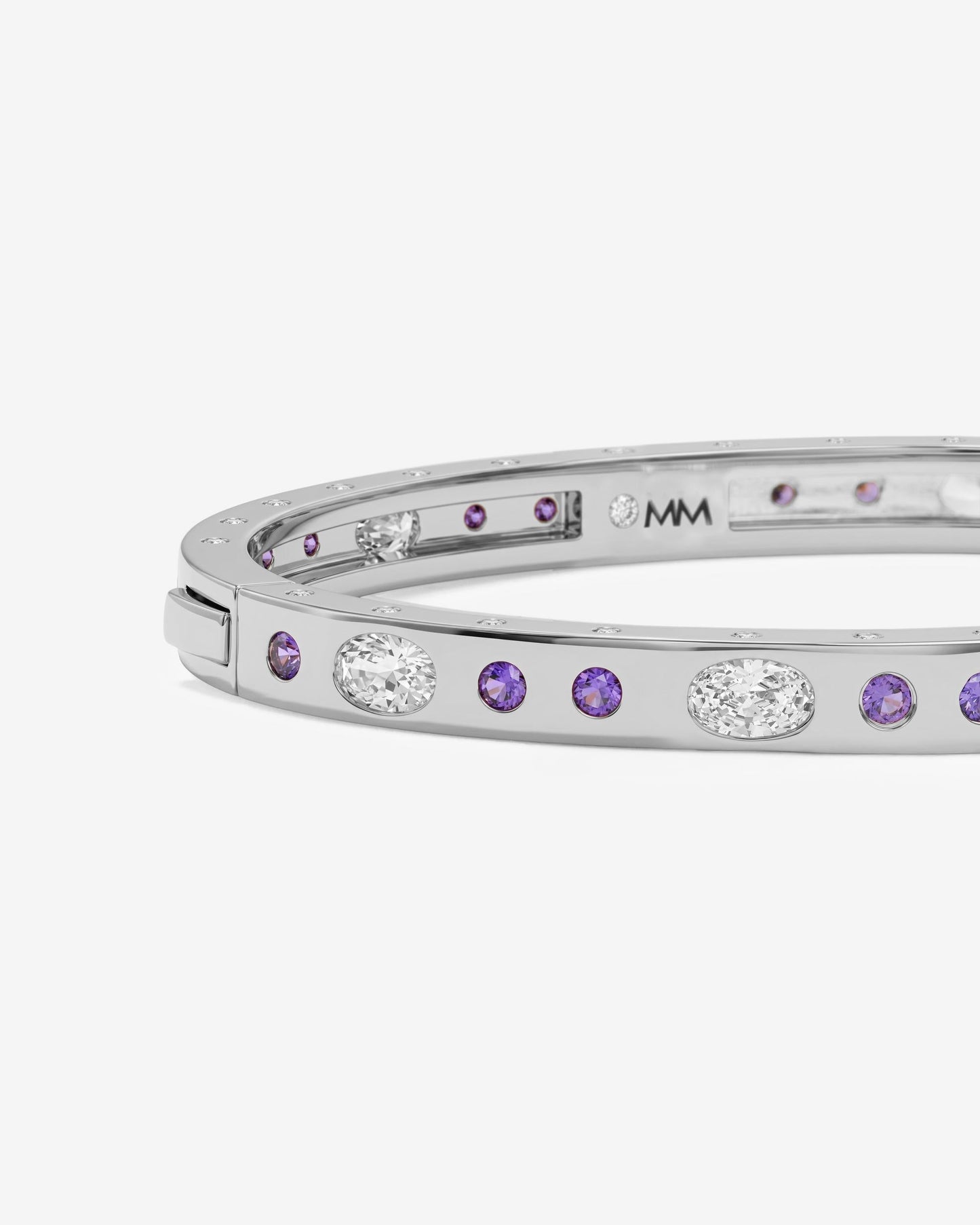 Ashley Sunset Lock Cuff 6mm - Silver|Lavender Amethyst