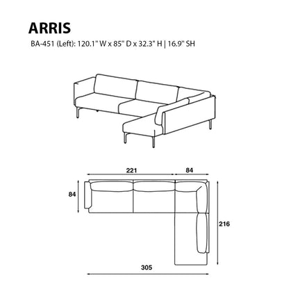 Arris Sofa - L-Shaped w/ Wide Arms (120.1" W)