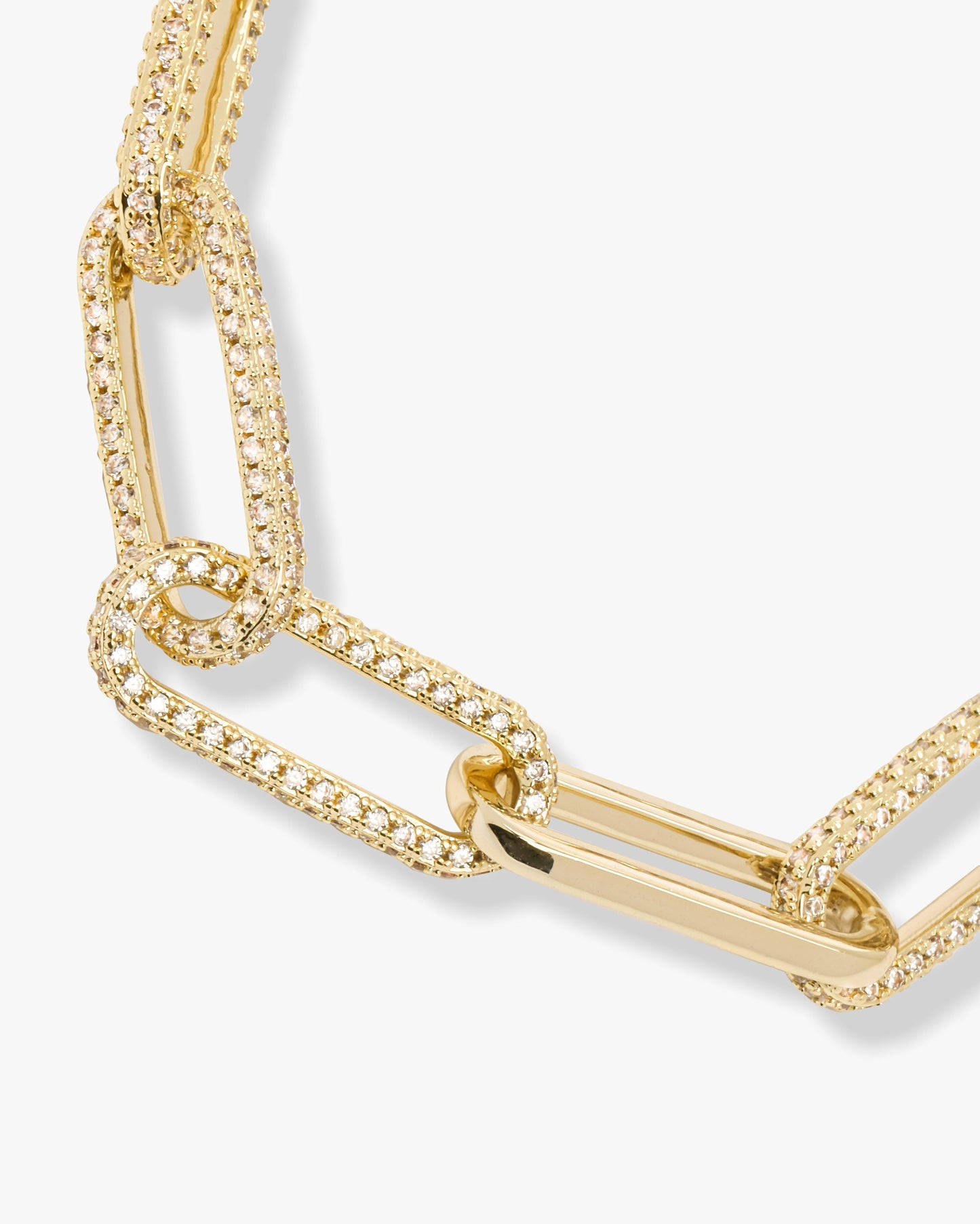 Carrie Pavé Chain Link Bracelet 8mm - Gold|White Diamondettes