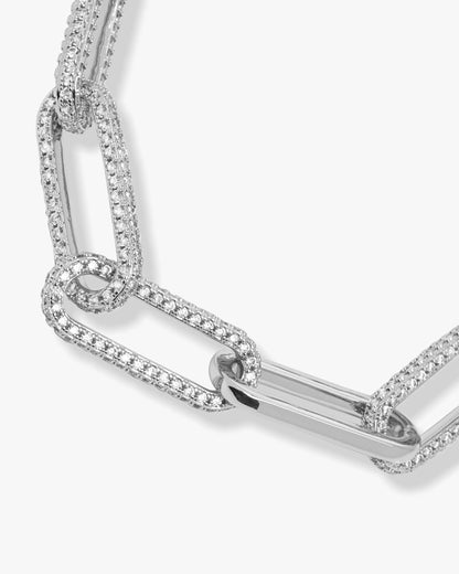 Carrie Pavé Chain Necklace 8mm - Silver|White Diamondettes