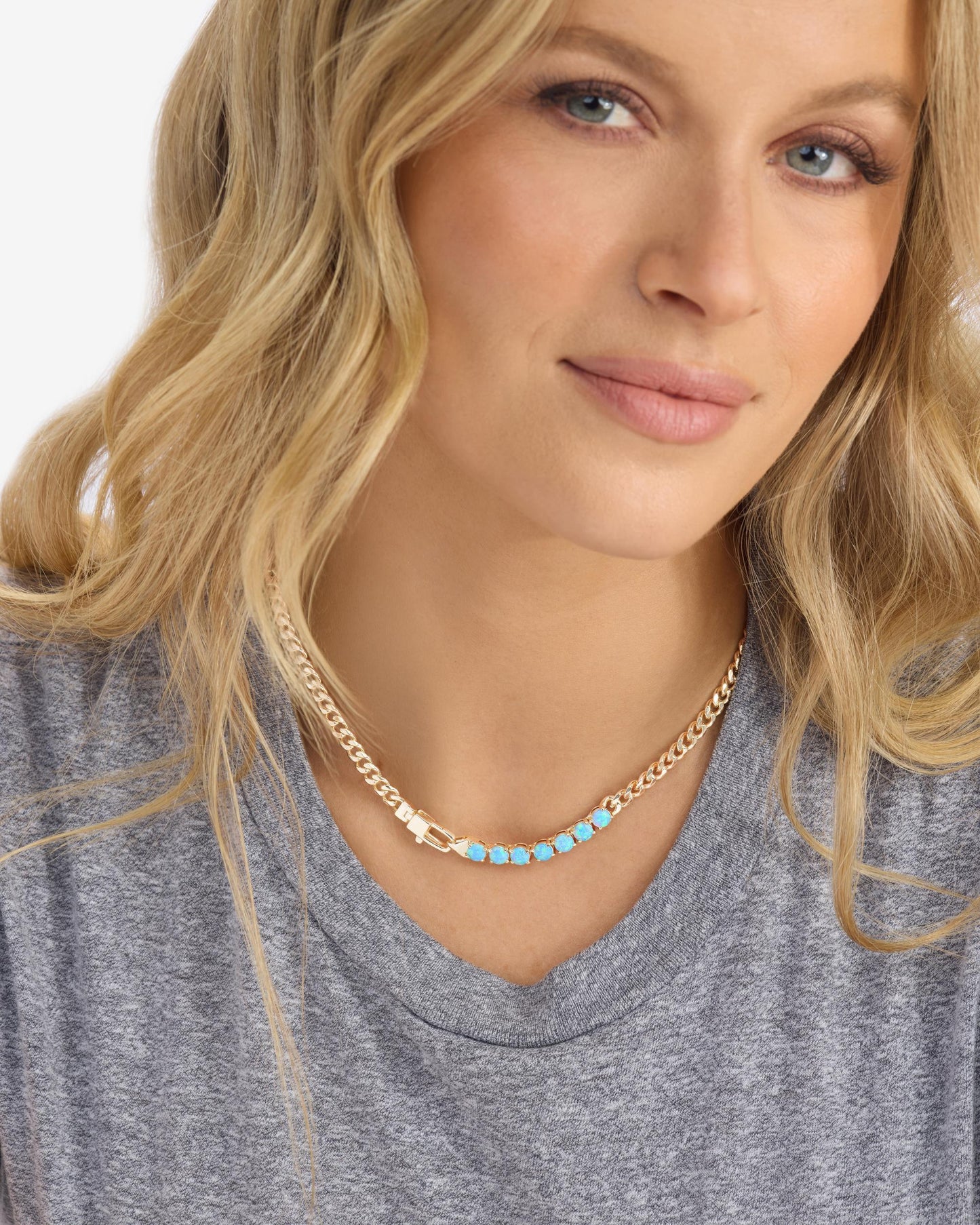 Julian Loves Opals Necklace 5mm - Gold|Blue Opal