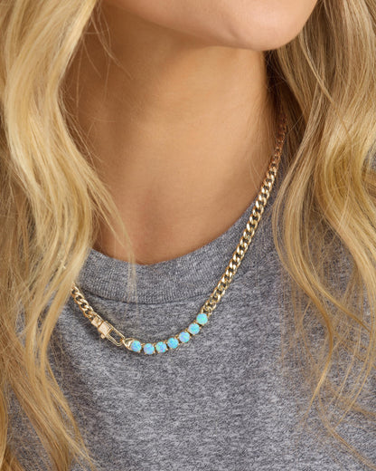 Julian Loves Opals Necklace 5mm - Gold|Blue Opal