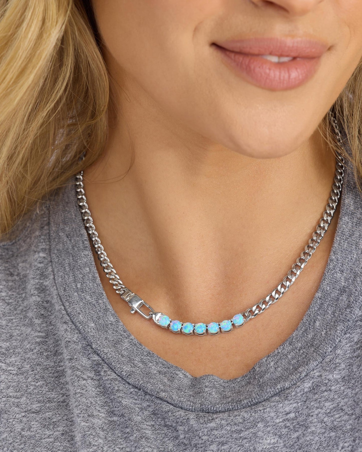 Julian Loves Opals Necklace 5mm - Silver|Blue Opal