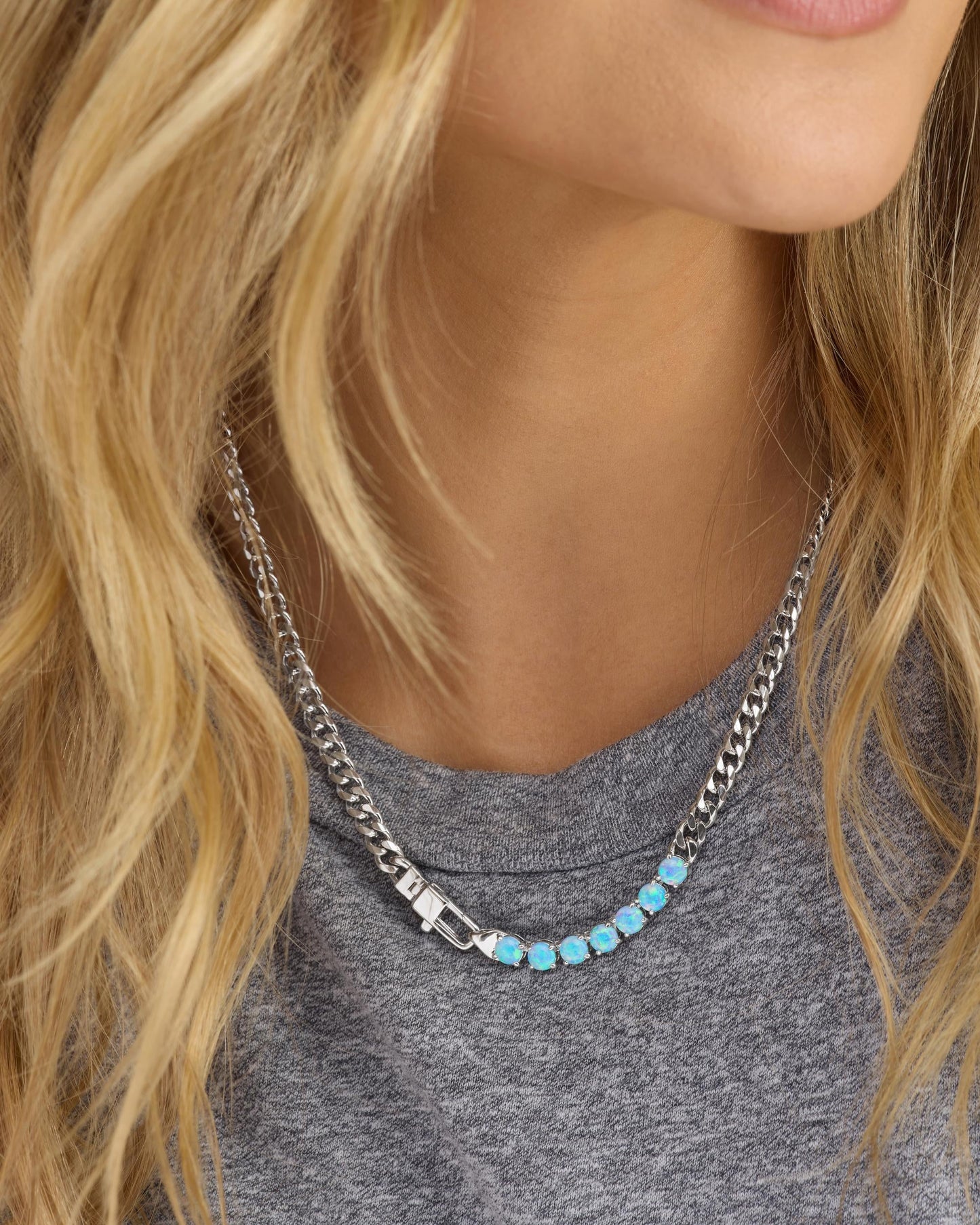 Julian Loves Opals Necklace 5mm - Silver|Blue Opal