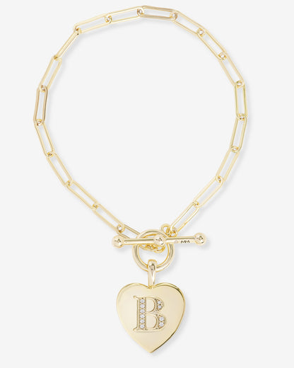 Love Letters Charm Bracelet - Gold|White Diamondettes