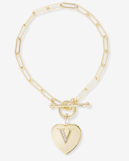 Love Letters Charm Bracelet - Gold|White Diamondettes