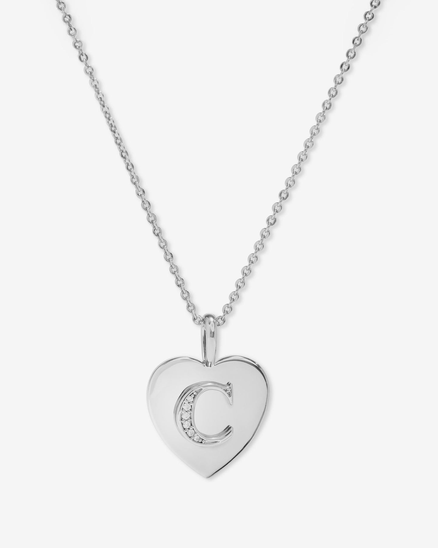 Love Letters Pendant Necklace - Silver|White Diamondettes