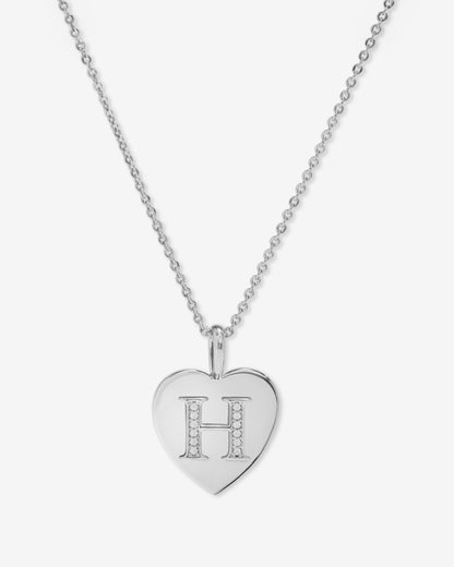 Love Letters Pendant Necklace - Silver|White Diamondettes