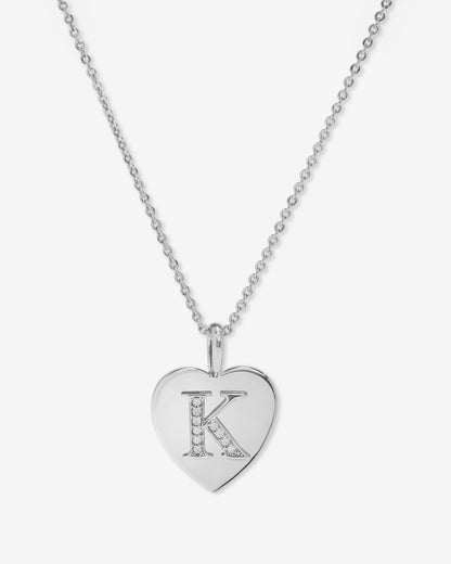 Love Letters Pendant Necklace - Silver|White Diamondettes