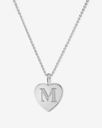 Love Letters Pendant Necklace - Silver|White Diamondettes