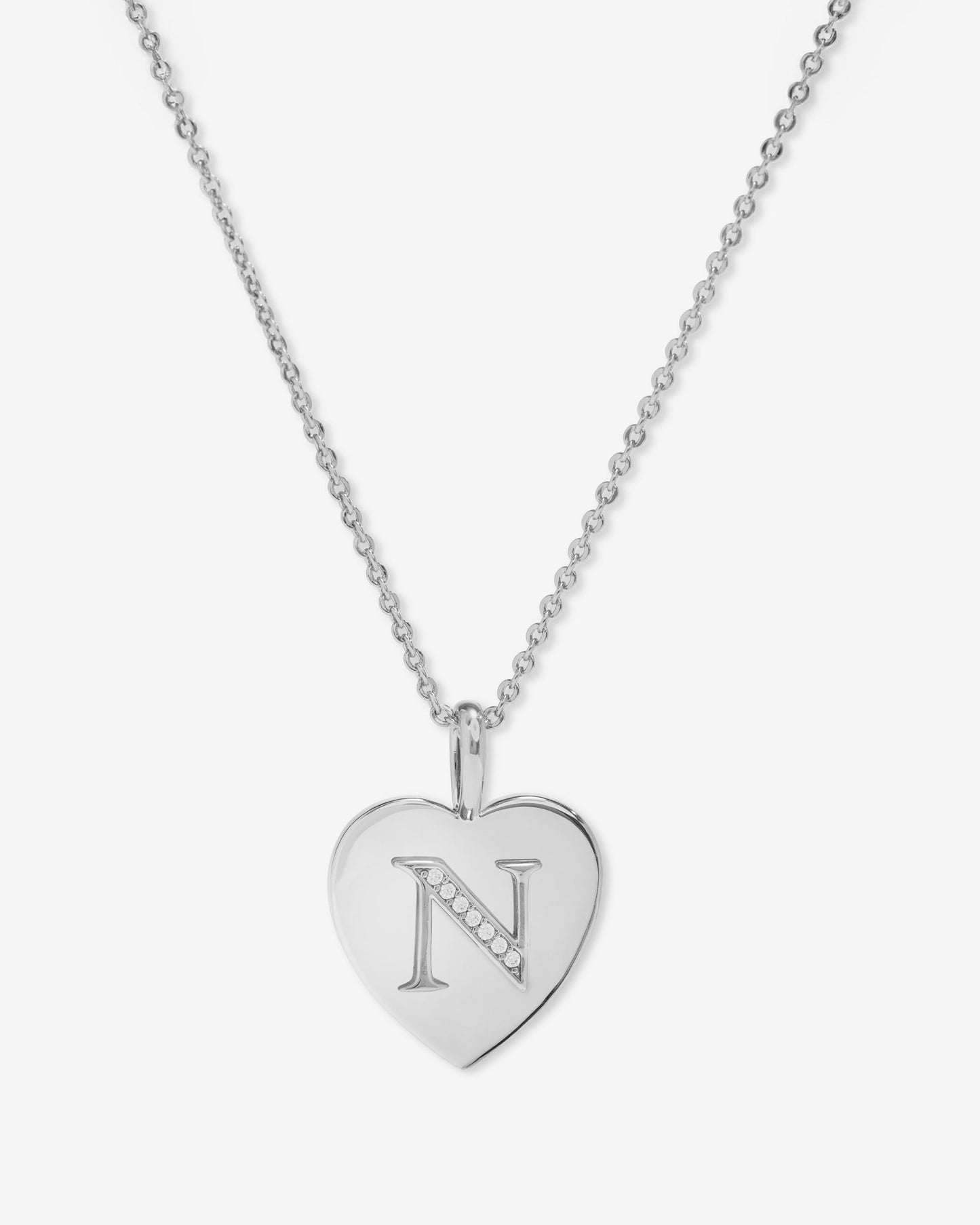 Love Letters Pendant Necklace - Silver|White Diamondettes