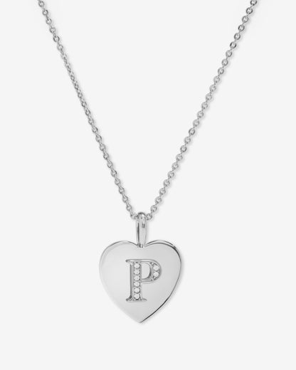 Love Letters Pendant Necklace - Silver|White Diamondettes