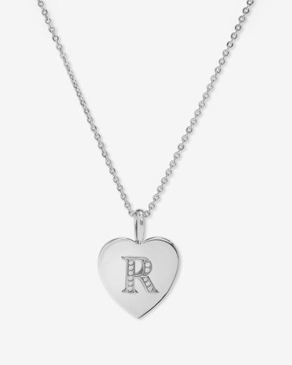 Love Letters Pendant Necklace - Silver|White Diamondettes